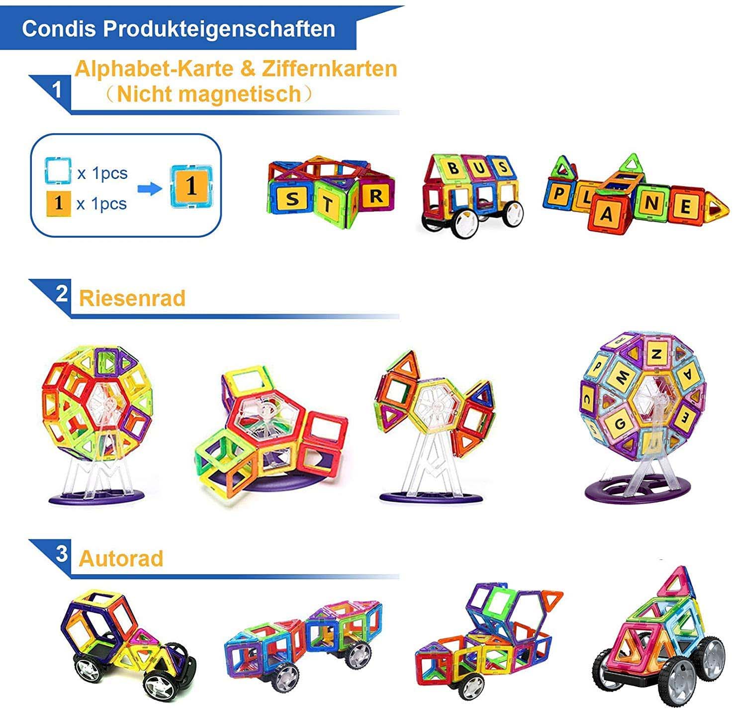 Condis® Magnetische Bouwstenen Set (62 Stuks Condis® Magnetische Bouwstenen Set (62 Stuks